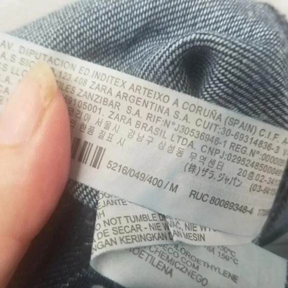 Zara Woman Premium Denim Wide  Leg Dark Wash Raw Hem Cropped Overalls M - Picture 7 of 14